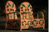 African Beaded Yoruba chairs orange, green and black